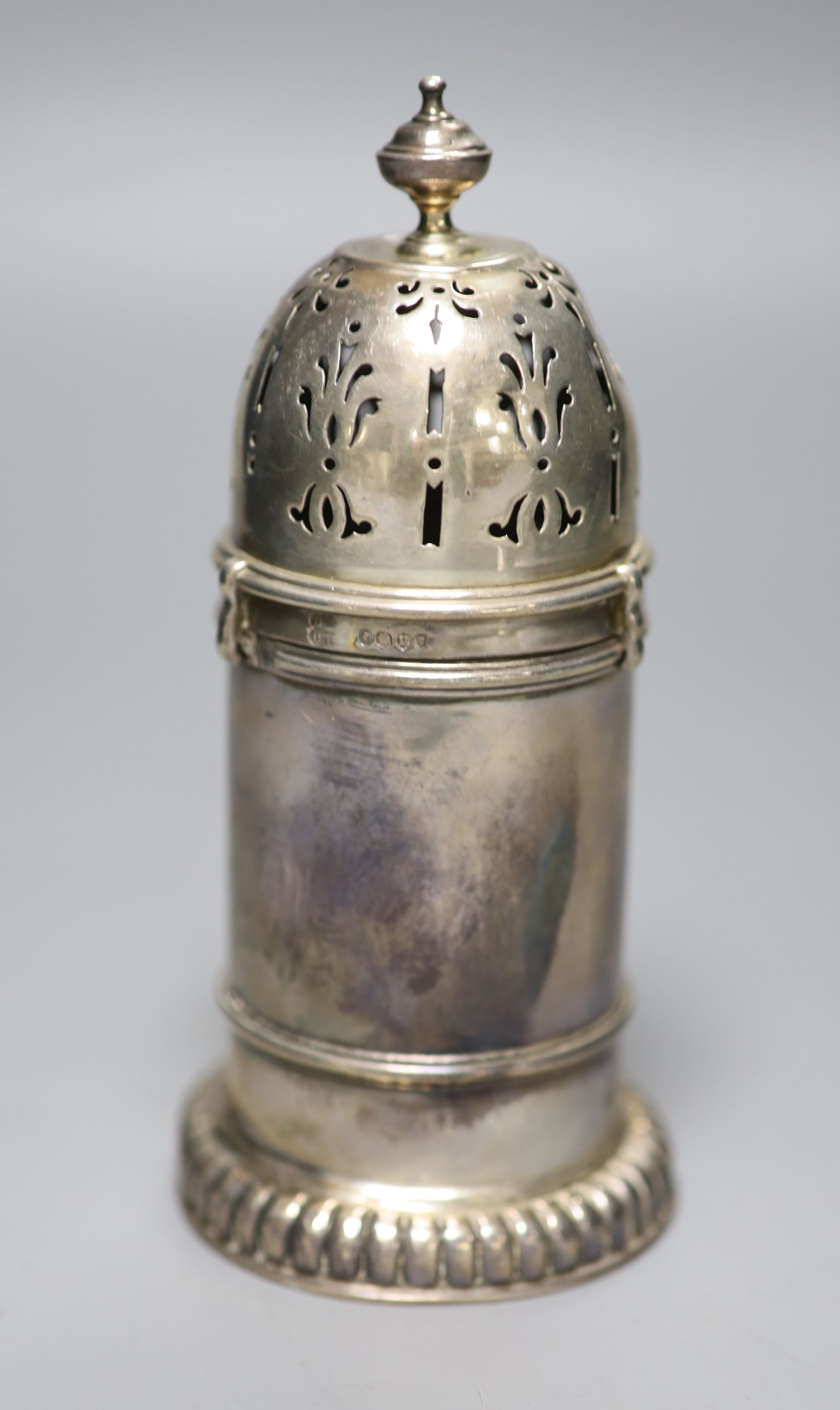 A late Victorian silver small lighthouse sugar caster, Daniel & Charles Houle, London, 1883, 15.2cm, 4.5oz.